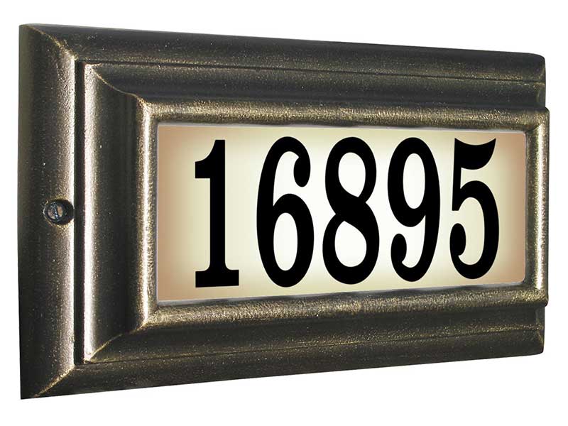 Edgewood Standard Lighted Address Plaque, French Bronze