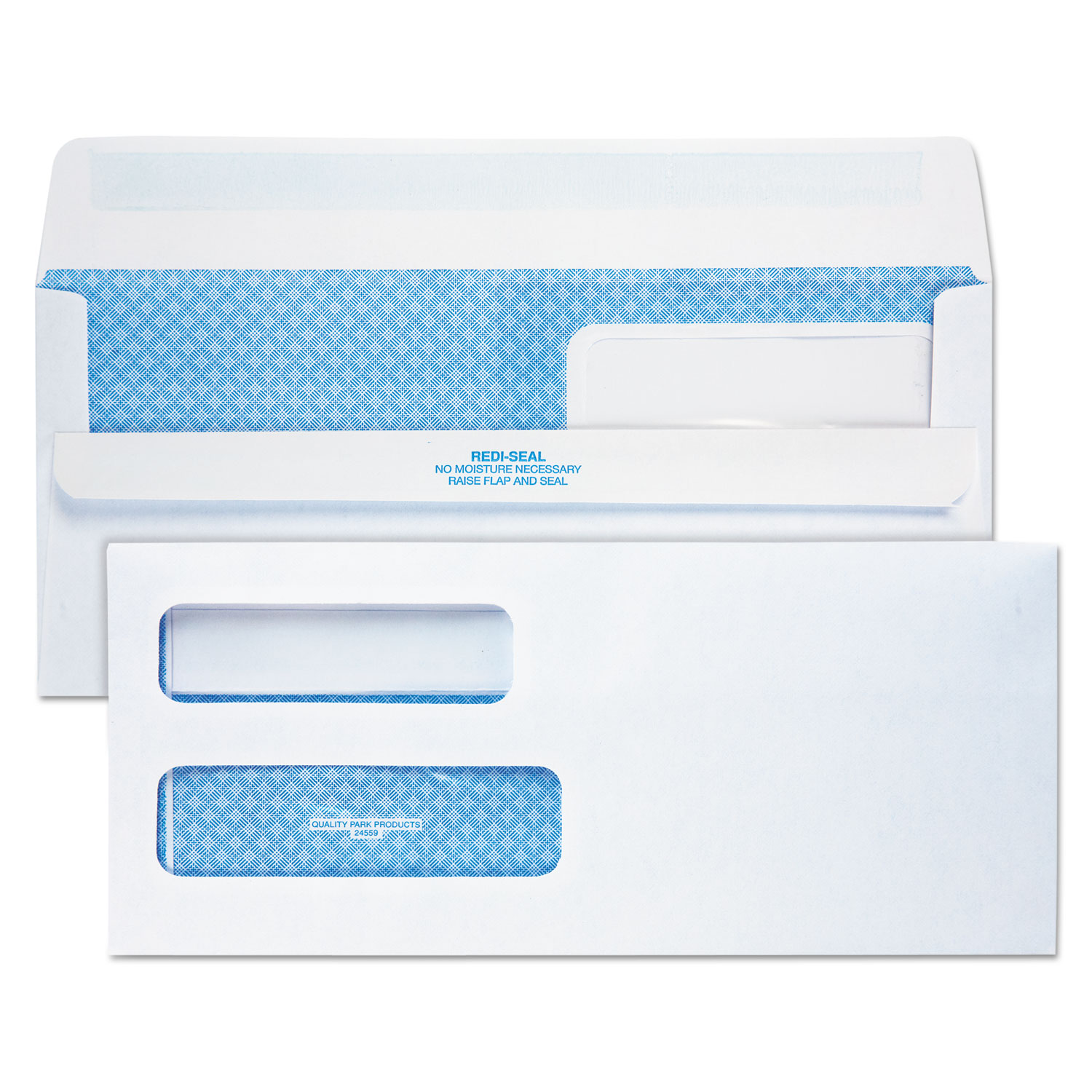 Quality Park Double Window Redi-Seal Envelopes - Security - #10 - 9 1/2" Width x 4 1/8" Length - 24 lb - Gummed - Wove - 500 / B