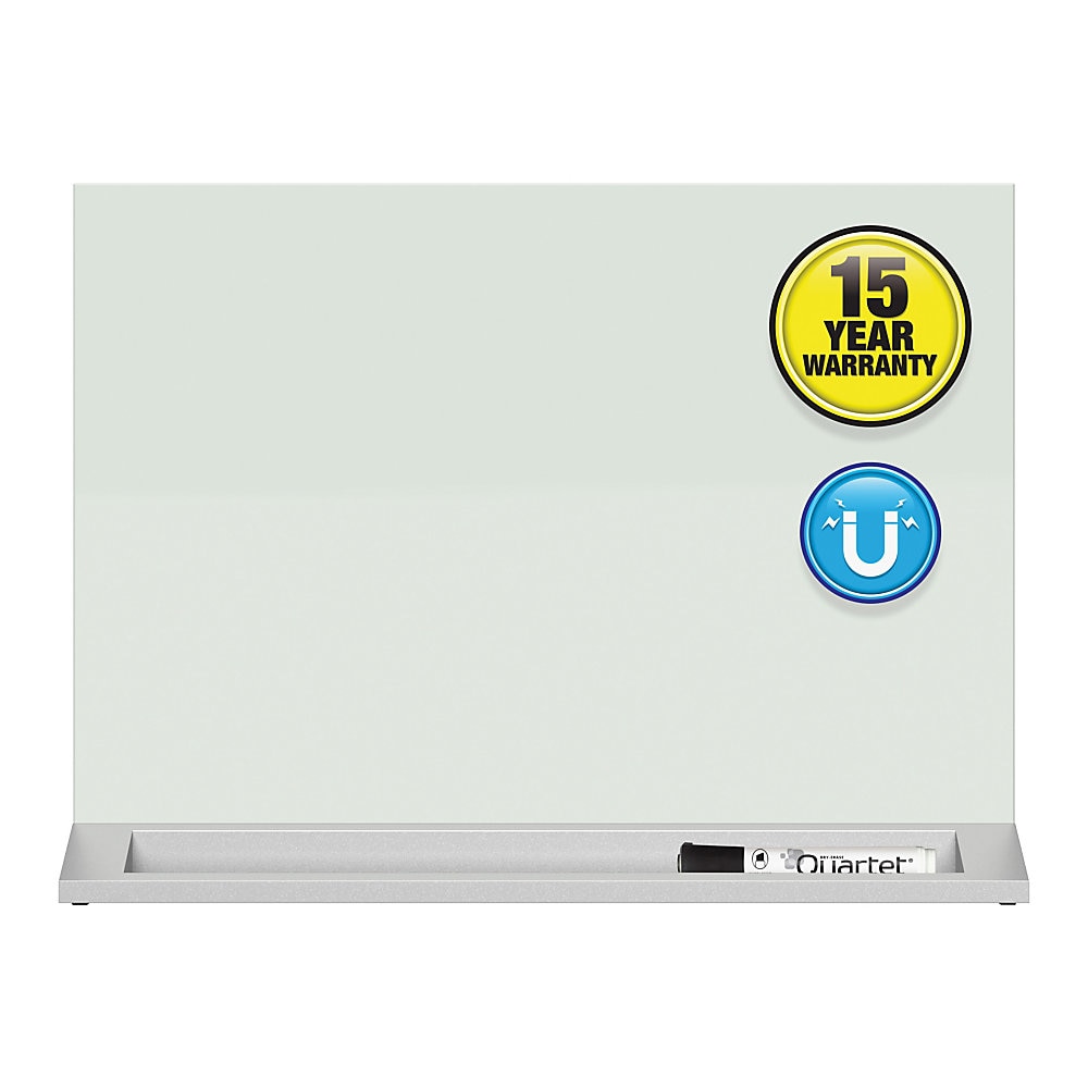 Quartet Magnetic Desktop Dry-Erase Panel - 23" (1.9 ft) Width x 17" (1.4 ft) Height - White Tempered Glass Surface - Rectangle -