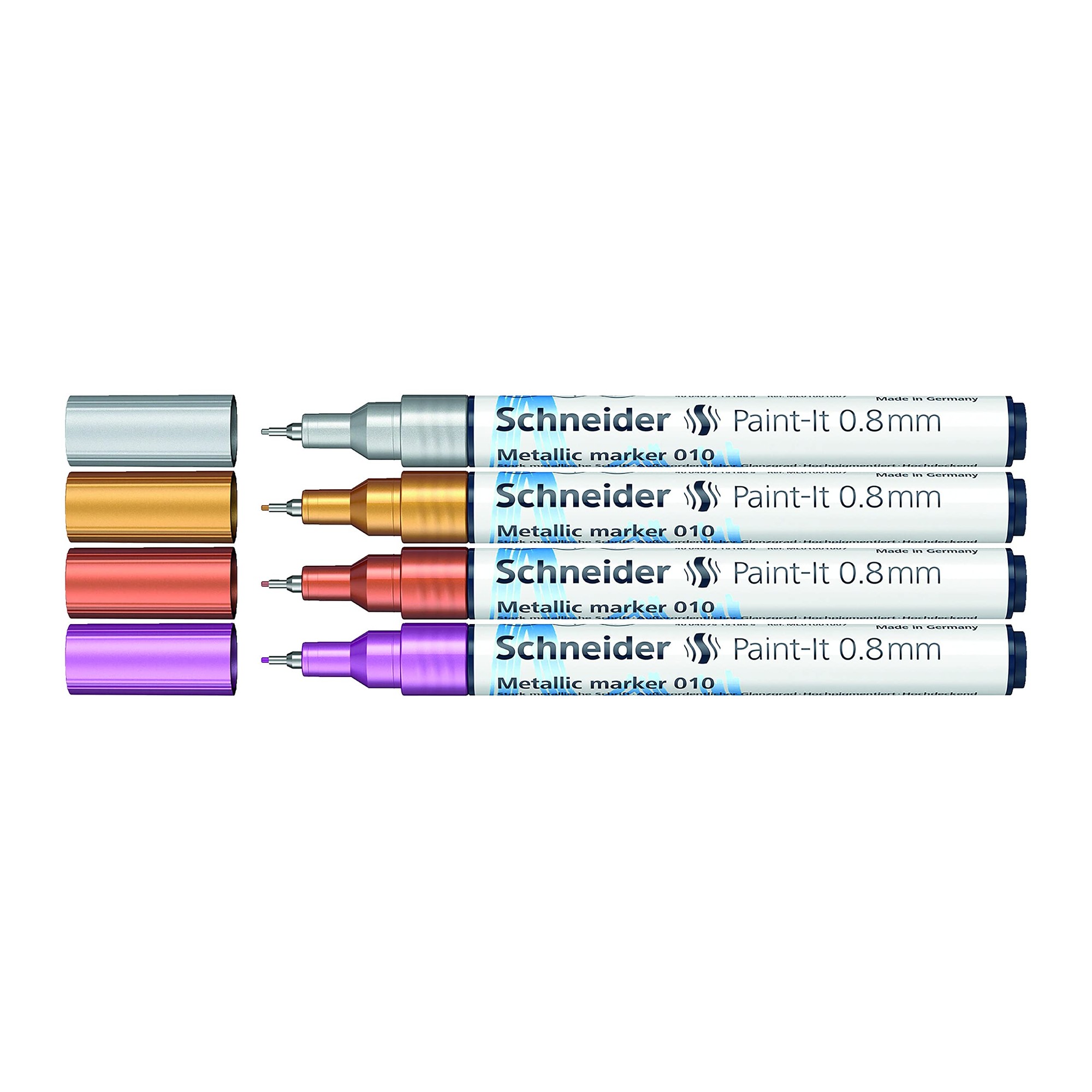 Paint-It 010 Metallic Markers, 0.8 mm Tip, 4 Assorted Metal Colors