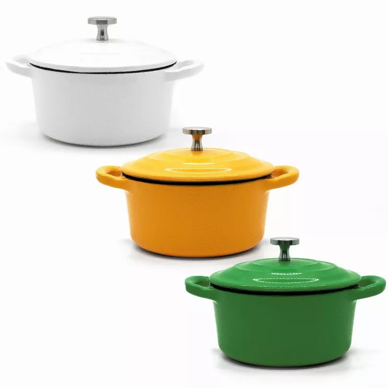 RJ Legend Mini Cast Iron Pot - 5.5-Inch 5.5-Inch green, white, yellow