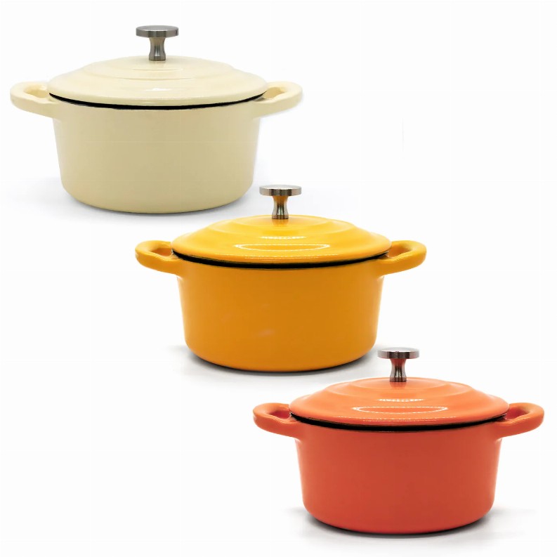 RJ Legend Mini Cast Iron Pot - 5.5-Inch 5.5-Inch orange, white, yellow