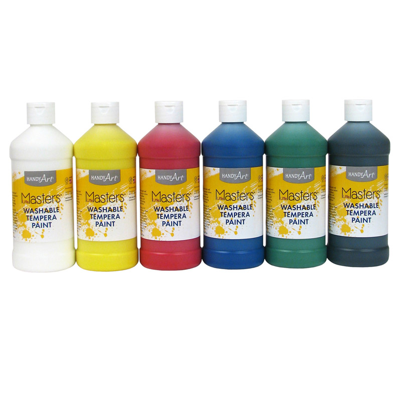 Little Masters Washable Tempera Paint, Pint, 6-Color Kit