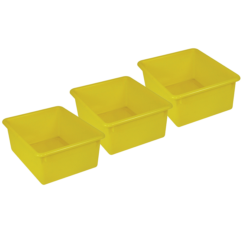 Stowaway 5" Letter Box no Lid, Yellow, Pack of 3