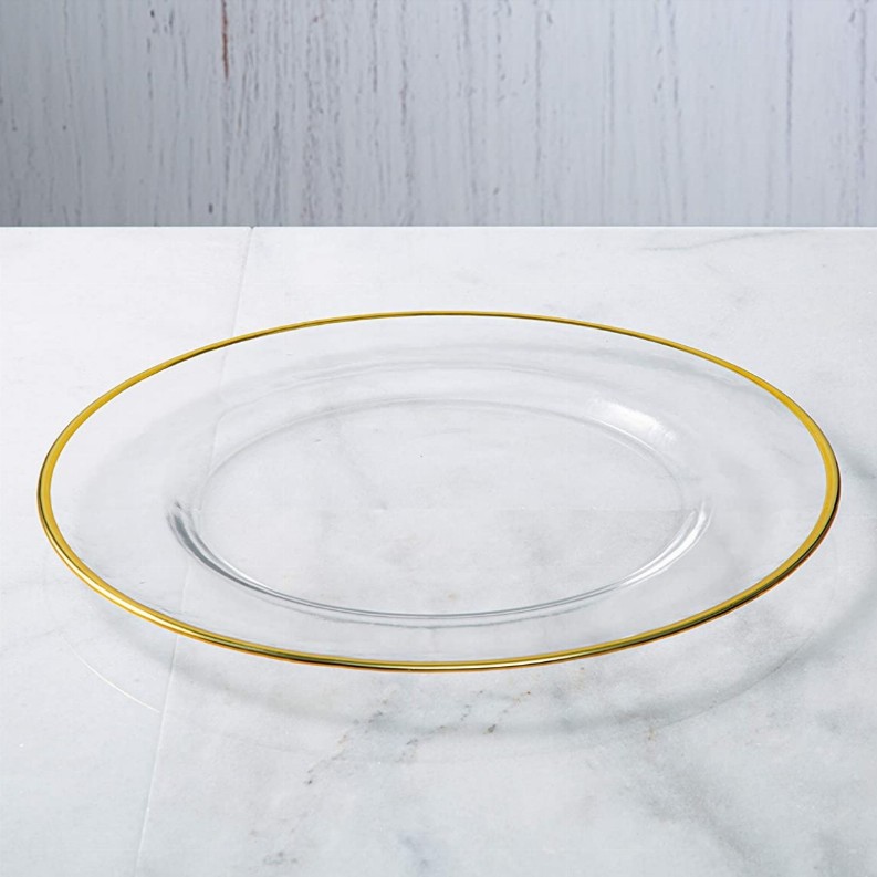 GILT 13" Glass Charger Plate 13" Gold