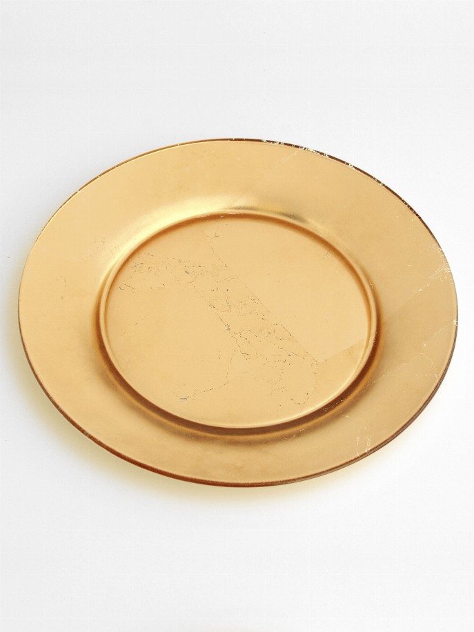 GILT Set/4 Gilded Glass Dinner Plates