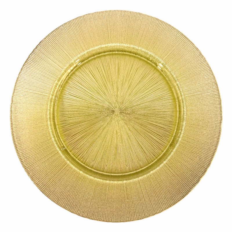 RITZ 13" Glass Charger Plate 13" Glitter Gold