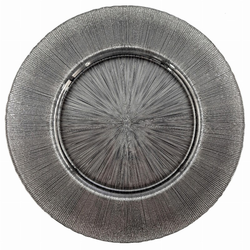 RITZ 13" Glass Charger Plate 13" Glitter Slate