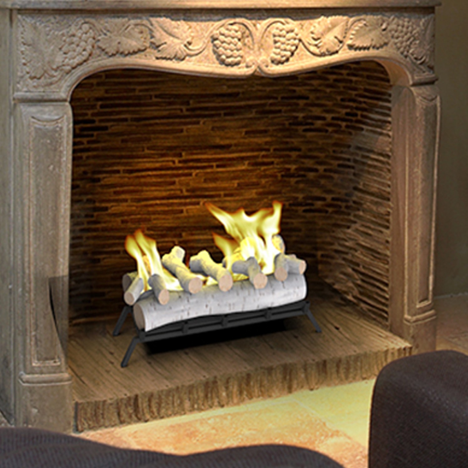 Regal Flame 24 Inch Convert to Ethanol Fireplace Log Set with Burner Insert from Gel or Gas Logs (Oak)