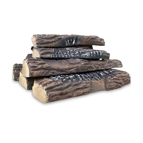 Moda Flame 10 Piece Set of Ceramic Wood Large Gas Fireplace Logs Logs for All Types of Indoor, Gas Inserts, Ventless & Vent Free