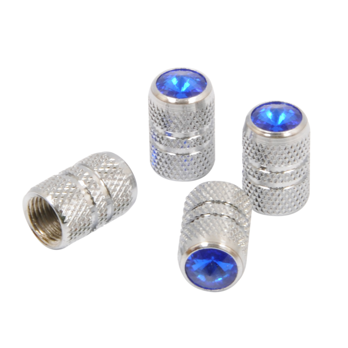 VALVE CAPS BLUE CHROME 4PK OP