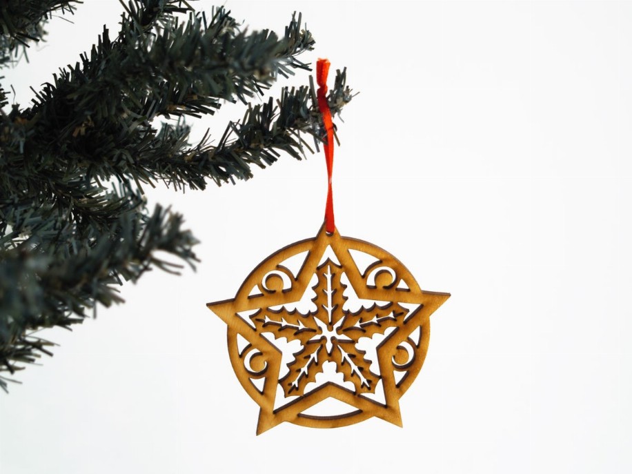 Christmas Themed Unfinished Tree Ornament - Ivy Star