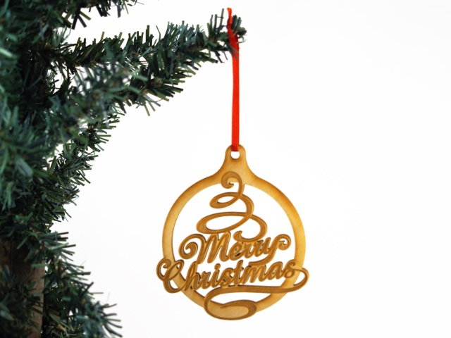 Christmas Themed Unfinished Tree Ornament - Merry Christmas