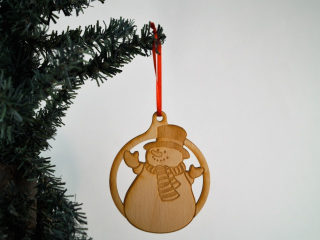 Christmas Themed Unfinished Tree Ornament - Snowman with Scarf