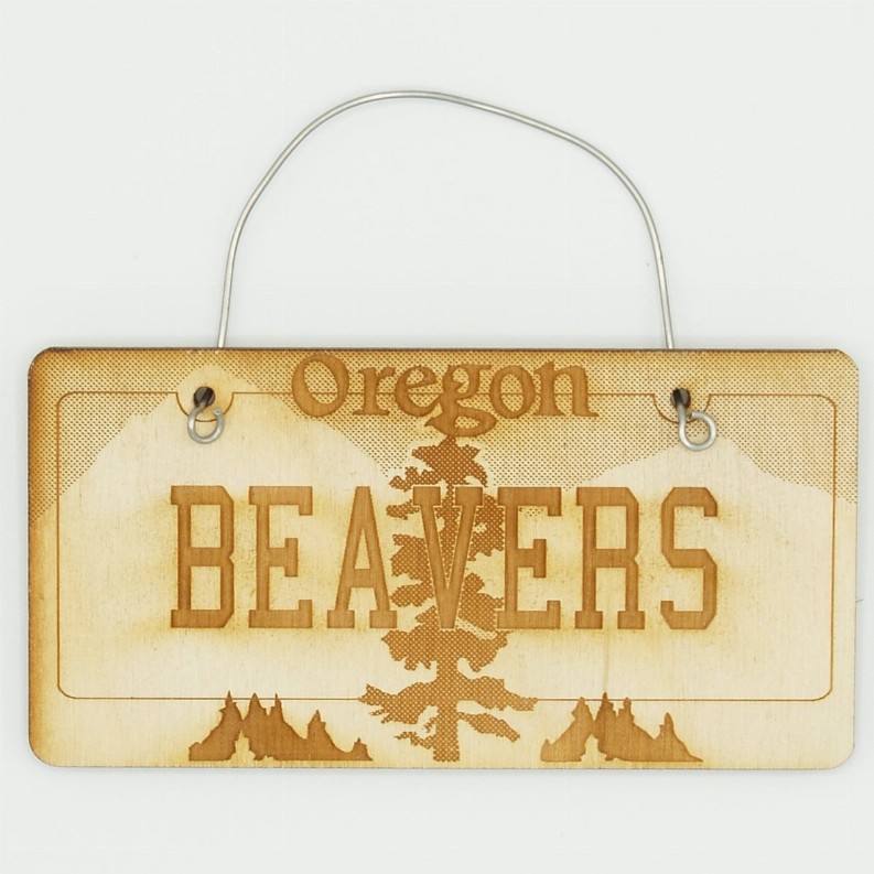 License Plate Unfinished Tree Ornament - License Plate Beavers