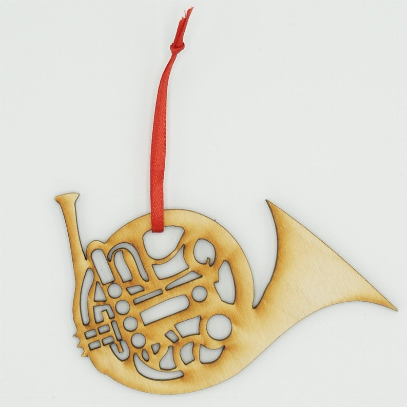 Music Unfinished Tree Ornament - French Horn