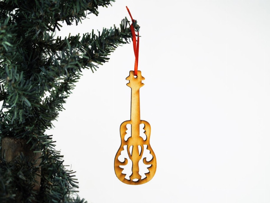 Music Unfinished Tree Ornament - Guitar