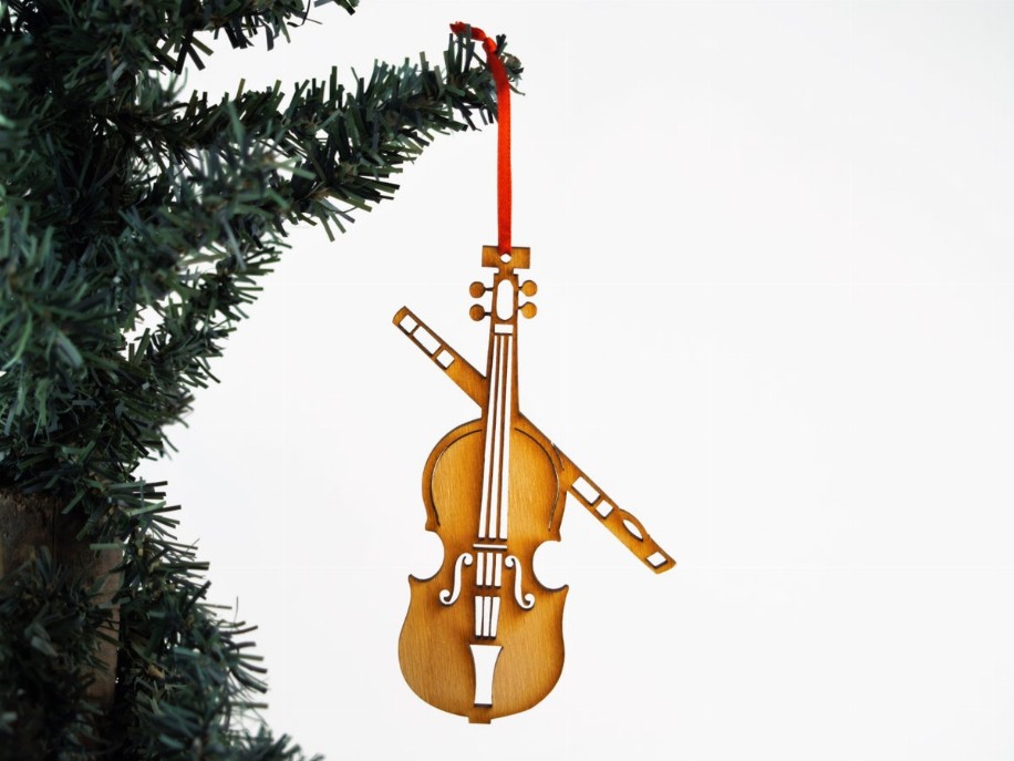 Music Unfinished Tree Ornament - Violin