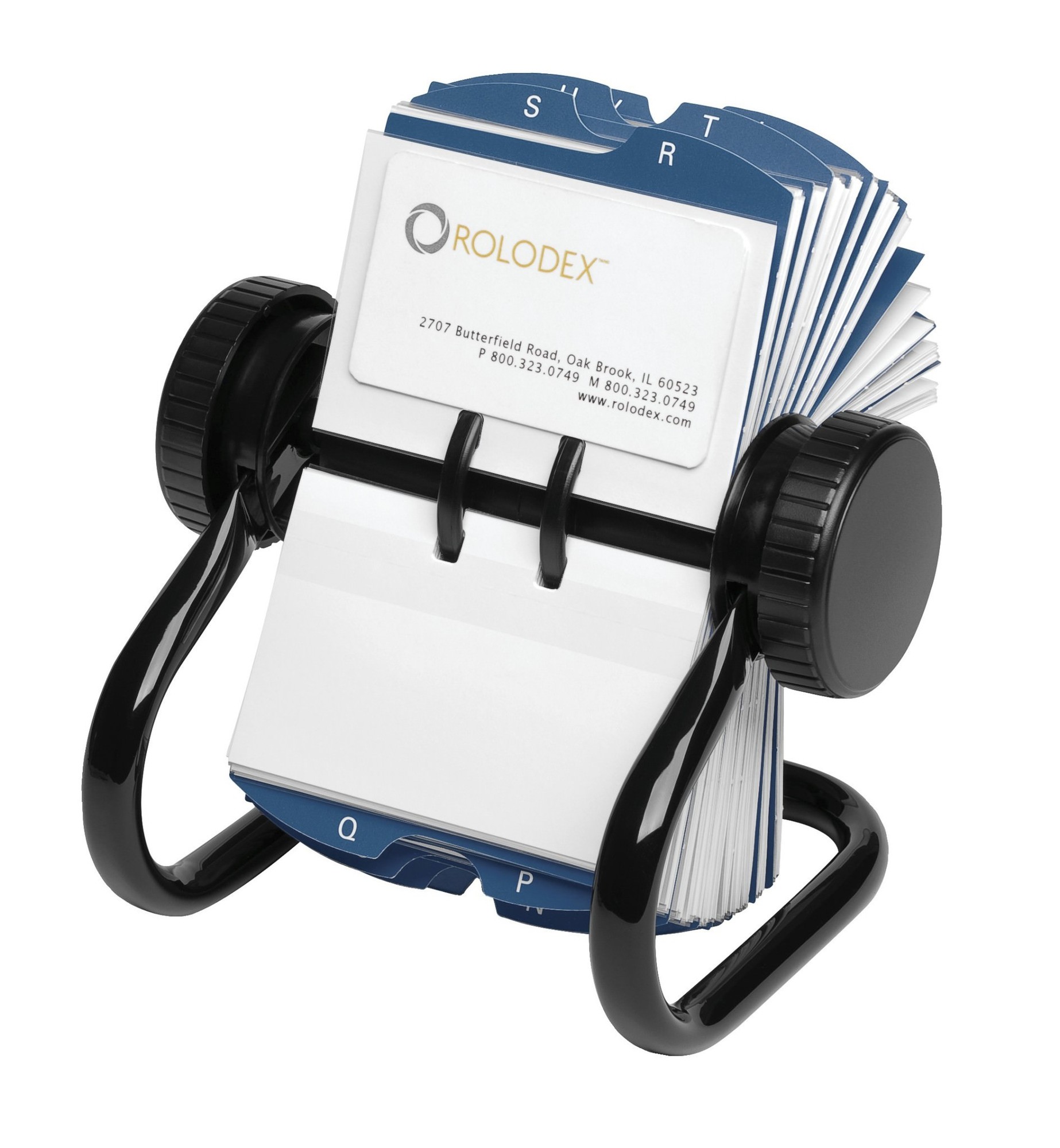 Rolodex Rotary A-Z Index Business Card Files - 400 Card Capacity - For 2.63" x 4" Size Card - 24 Index Guide - Black