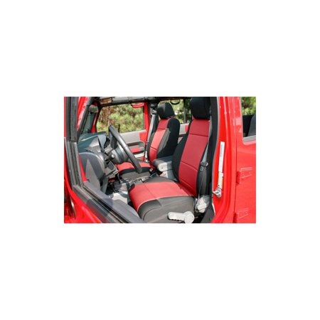 SEAT COVER KIT, FRONT, NEOPRENE, BLACK/RED; 11-18 JEEP WRANGLER