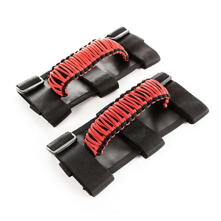 PARACORD GRAB HANDLES RED/BLACK PAIR