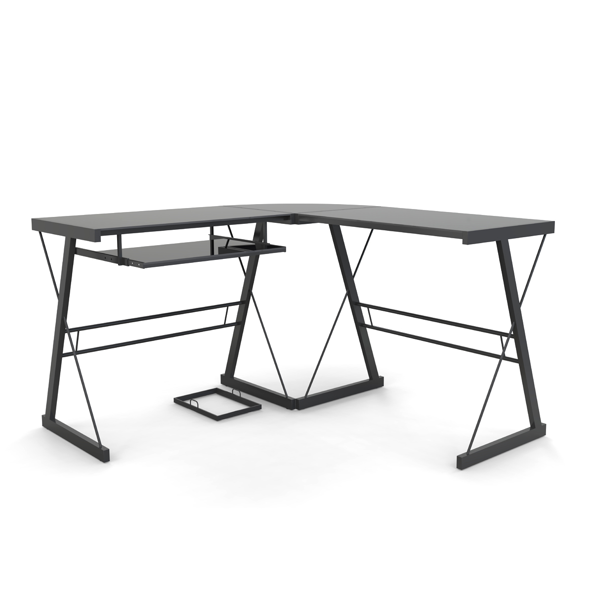 Ryan Rove Madison 3 Piece L Shaped Computer Desk - Home and Office Corner Organizer with Side Table and Keyboard Tray - Laptop