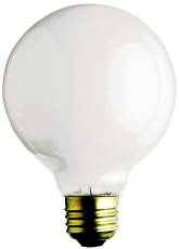 40 Watt G16 1/2 Incandescent; Clear; 2500 Average rated hours; 360 Lumens; Candelabra base; 130 Volt