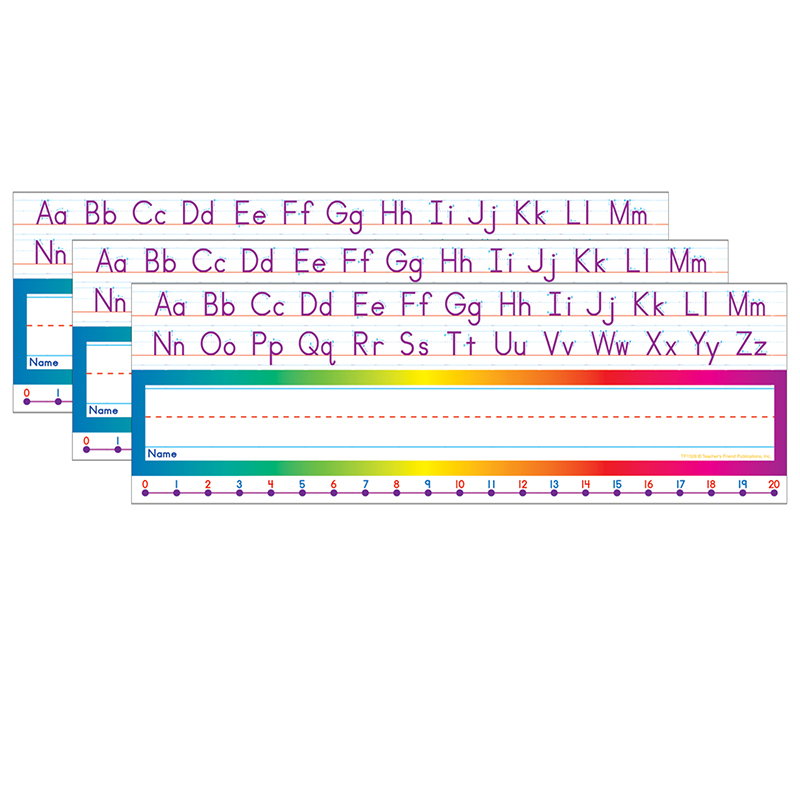 Alphabet / Number Line (Standard Manuscript) Name Plates, 36 Per Pack, 3 Packs