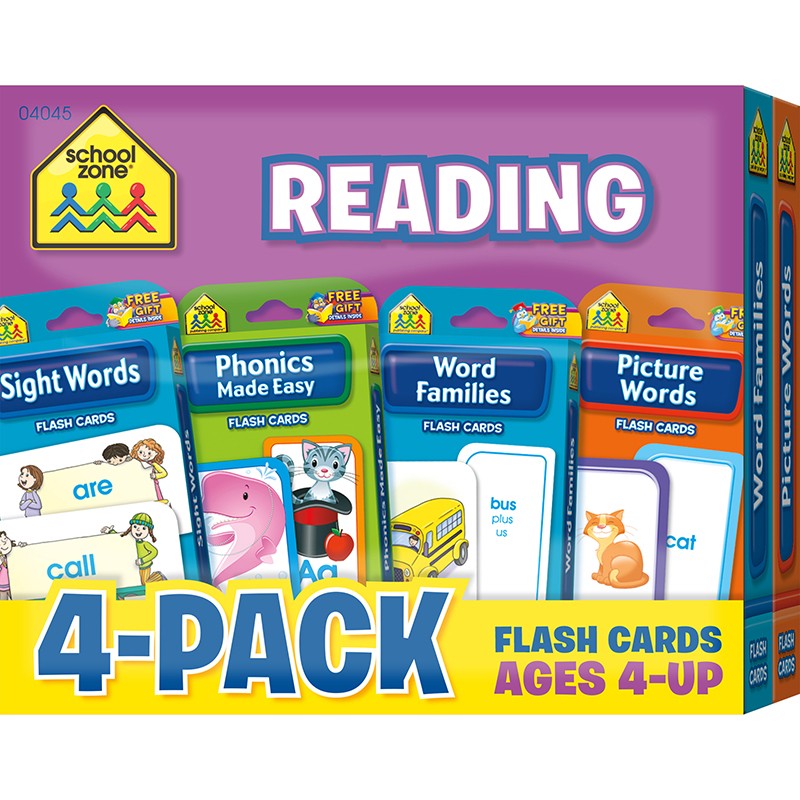 Reading Flash Card, 4-Pack