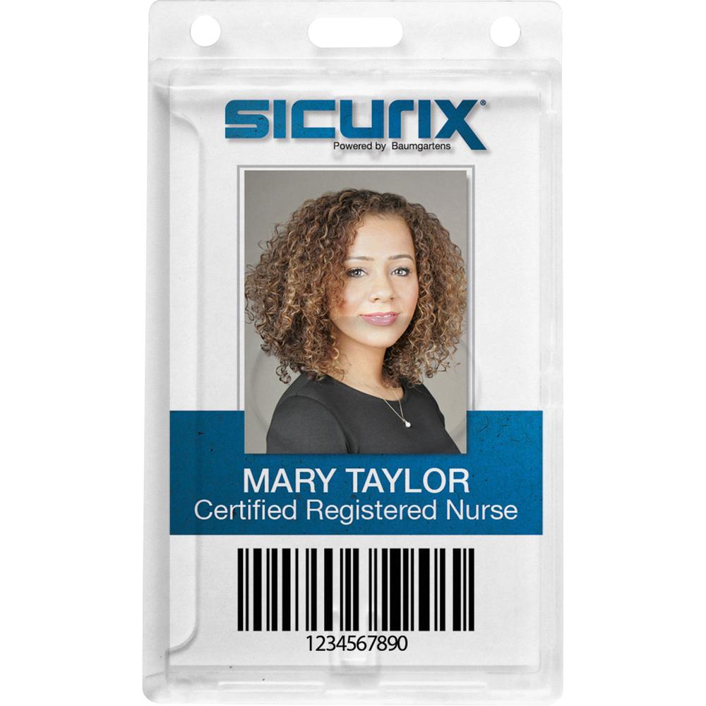 SICURIX Rigid PC ID Badge Dispensers with Thumb Slot - Vertical - Support 2.50" x 3.50" Media - Vertical - Polycarbonate - 25 / 