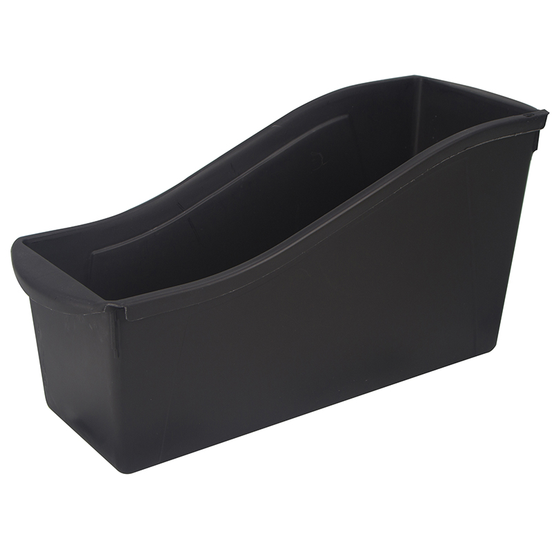 Large Book Bin with Front Pockets, Black