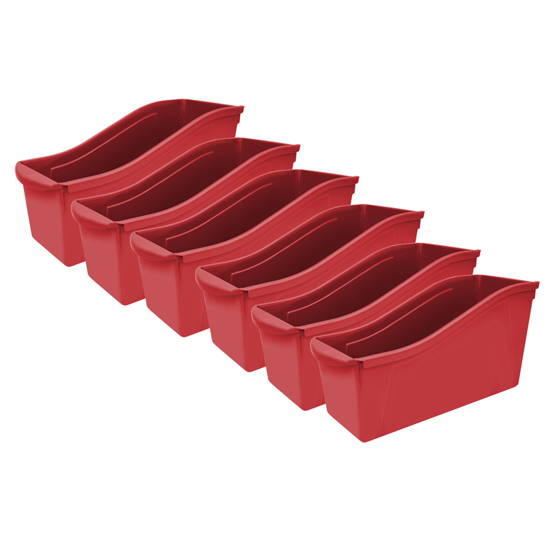 Large Book Bin, Red, Pack of 6