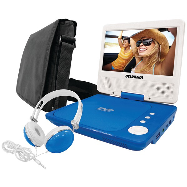 SYLVANIA SDVD7060-COMBO-BLUE 7" Swivel-Screen Portable DVD Player Bundle (Blue)