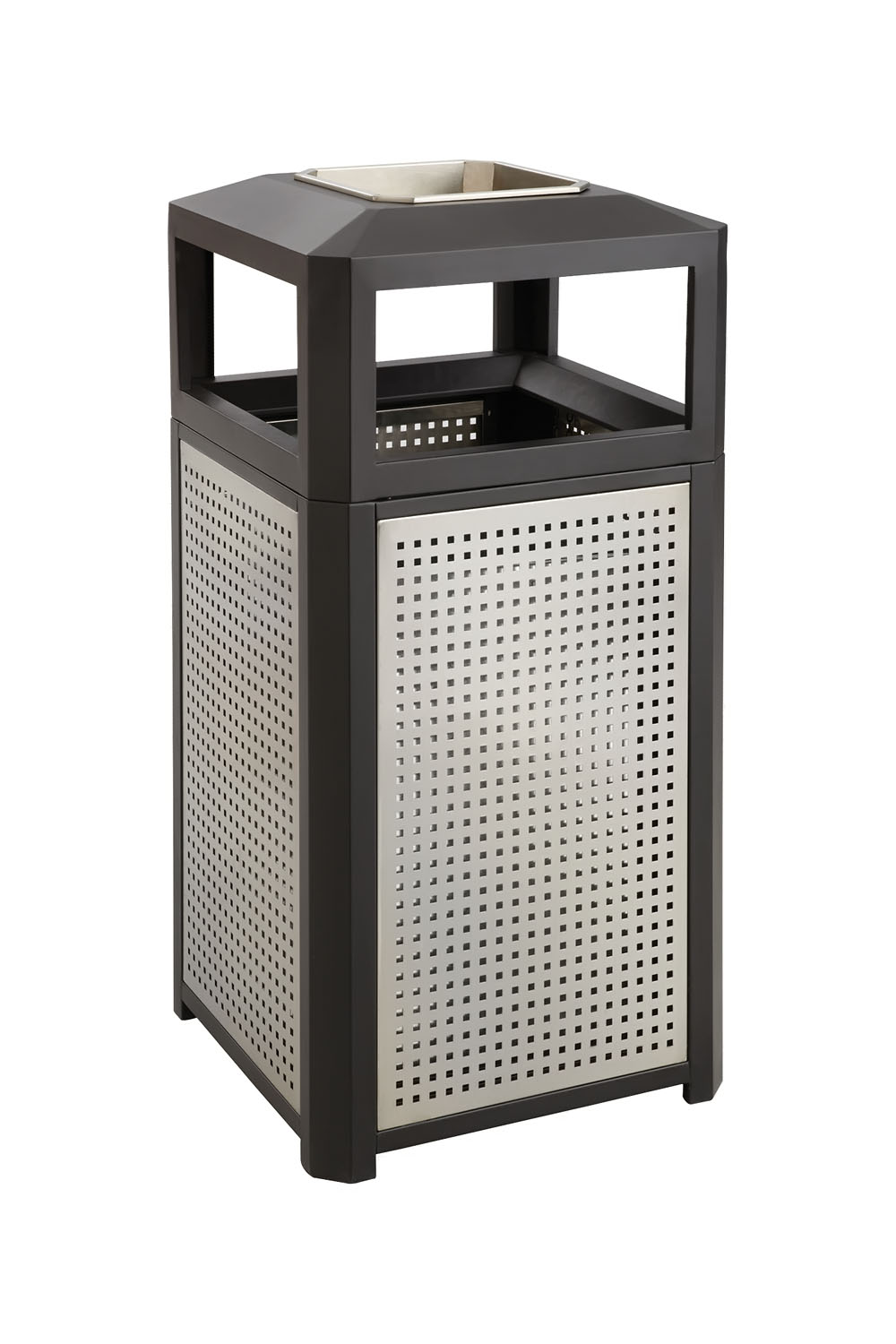 Ashtray-Top Evos Series Steel Waste Container, 15gal, Black