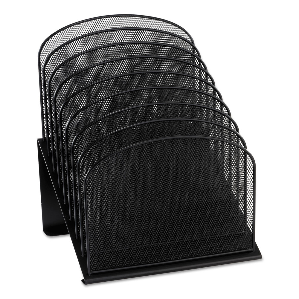 Safco Onyx Wire Mesh Desktop Organizer - 8 Compartment(s) - 1" - 14" Height x 11.8" Width x 10.8" Depth - Desktop - Black - Stee