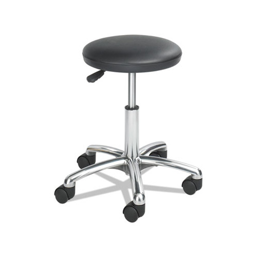 Safco Economy Height Adjustable Lab Stool - Black Vinyl Seat - 5-star Base - Black - 1 Each