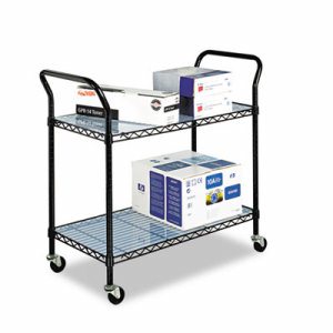 Safco Wire Utility Cart - 2 Shelf - 400 lb Capacity - 4 Casters - 3" Caster Size - Plastic - x 43.8" Width x 19.3" Depth x 41" H