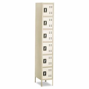 Safco Six-Tier Two-tone Box Locker with Legs - 18" x 12" x 78" - Recessed Locking Handle - Tan - Steel