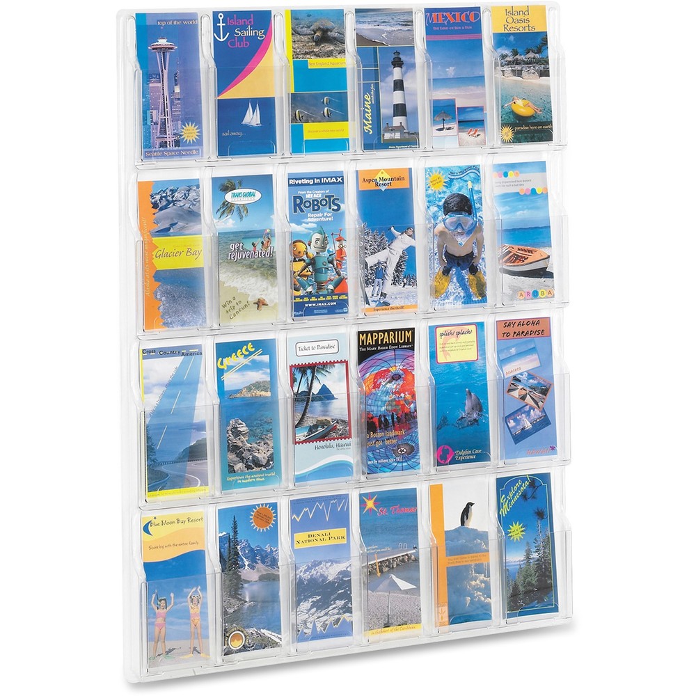 Safco 24-Pamphlet Display Rack - 24 Pocket(s) - 41" Height x 30" Width x 2" Depth - Break Resistant - Clear - Plastic - 1 Each