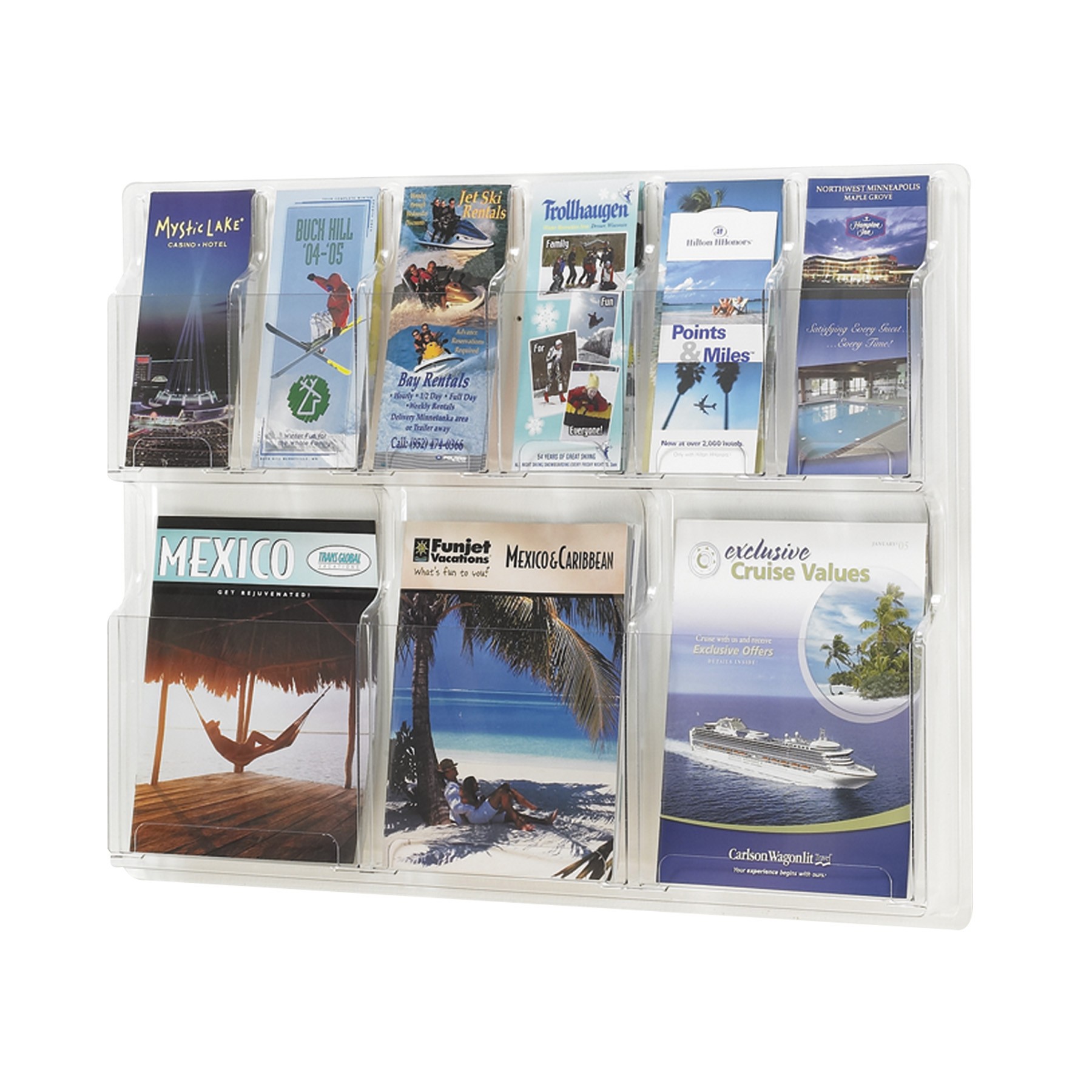 Reveal Clear Literature Displays, 9 Compartments, 30w x 2d x 22.5h, Clear