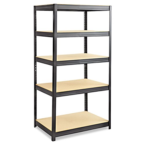 Boltless Steel/Particleboard Shelving, Five-Shelf, 36w x 24d x 72h, Black