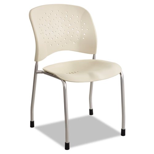 Rve Series Guest Chair W/ Straight Legs, Latte Plastic, Silver Steel, 2/Carton