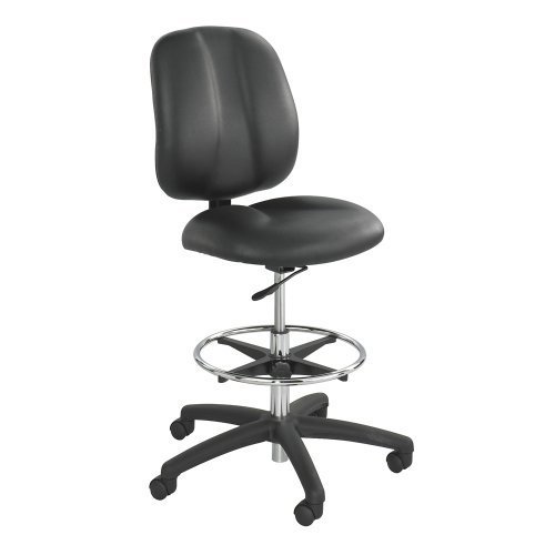 Safco Apprentice II Extended Height Armless Drafting Chair - Black Vinyl Seat - Vinyl Back - 5-star Base - Black - 1 Each