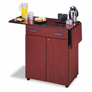 Safco Hospitality Service Cart - 4 Casters - Wood - x 32.5" Width x 20.5" Depth x 38.8" Height - Mahogany - 1 Each