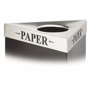 Trifecta Waste Receptacle Lid, Laser Cut "PAPER" Inscription, Stainless Steel