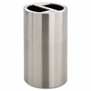 Safco Dual Recycling Receptacle - 30 gal Capacity - 32.5" Height x 17.5" Diameter - Aluminum - Stainless Steel - 1 Each