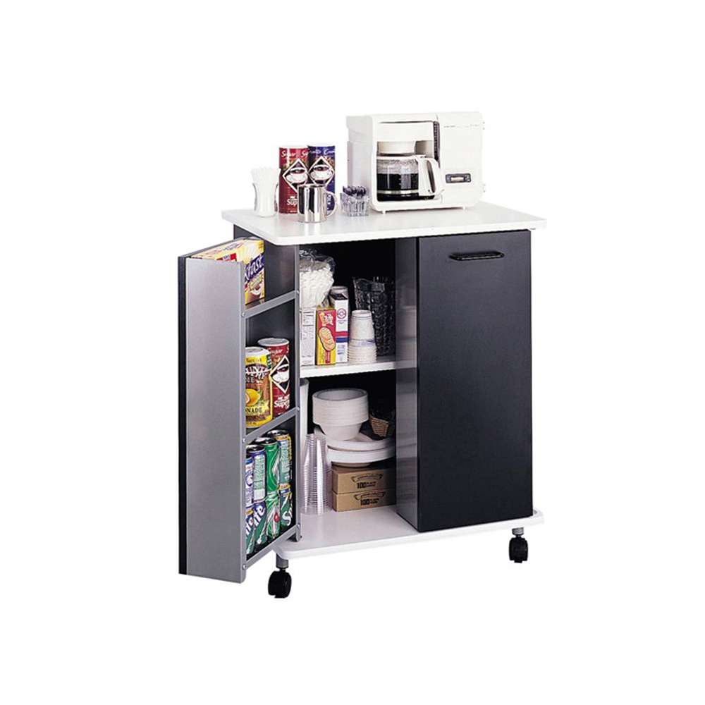 Safco Mobile Refreshment Stand - 3 Shelf - Melamine, Laminate - x 29.5" Width x 22.8" Depth x 33.1" Height - Black - 1 Each