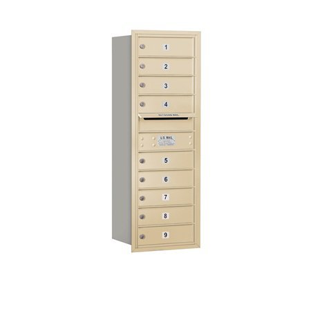 4C Horizontal Mailbox - 11 Door High Unit - Single Column - 9 MB1 Doors - Sandstone - Rear Loading - USPS Access