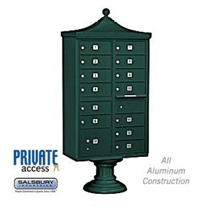 Regency Decorative Cluster Box Unit - 13 B Size Doors - Type IV - Green - Private Access