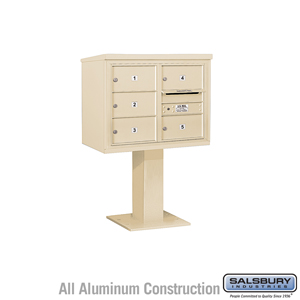 4C Pedestal Mailbox (Includes 26 Inch High Pedestal and Master Commercial Lock) - 6 Door High Unit (51-5/8 Inches) - Double Colu